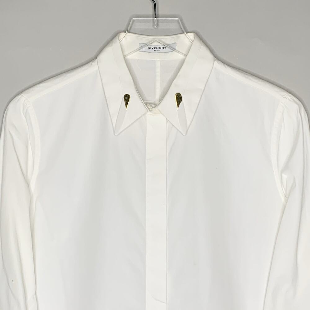 Givenchy M White Collar Stay Poplin Blouse Removable Stays Womens - Picture 5 of 10